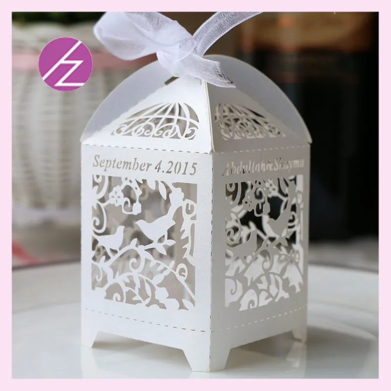 100 шт./лот на заказ имя Дата ручная работа бумажная коробка с кружевным вырезом