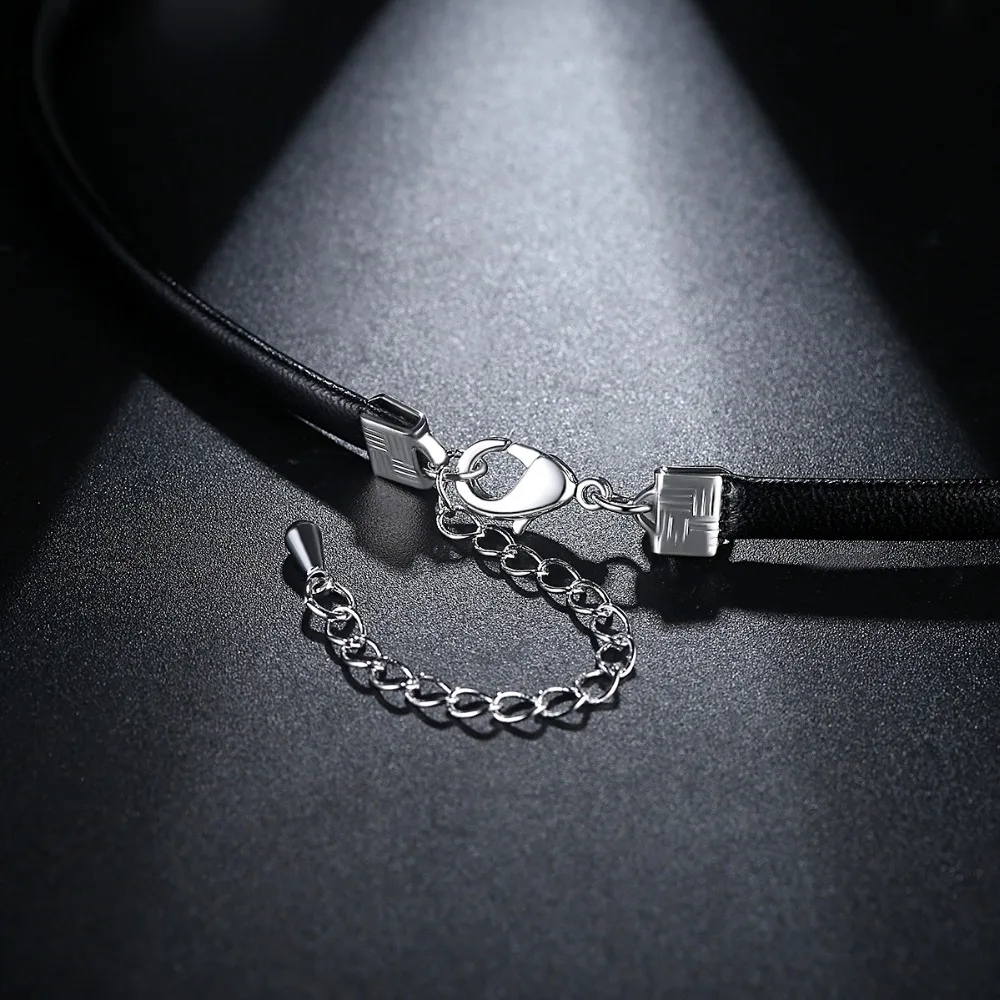 Luoteemi готический панк Harajuku луна и звезды черная кожа колье Цепочки ожерелья