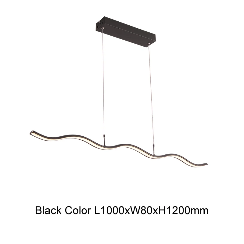 Black 100x8cm LICAN подвесная люстра освещение для офиса столовой кухни алюминиевая волна блеск Avize современная люстра для офиса - Цвет абажура: Black 100x8cm
