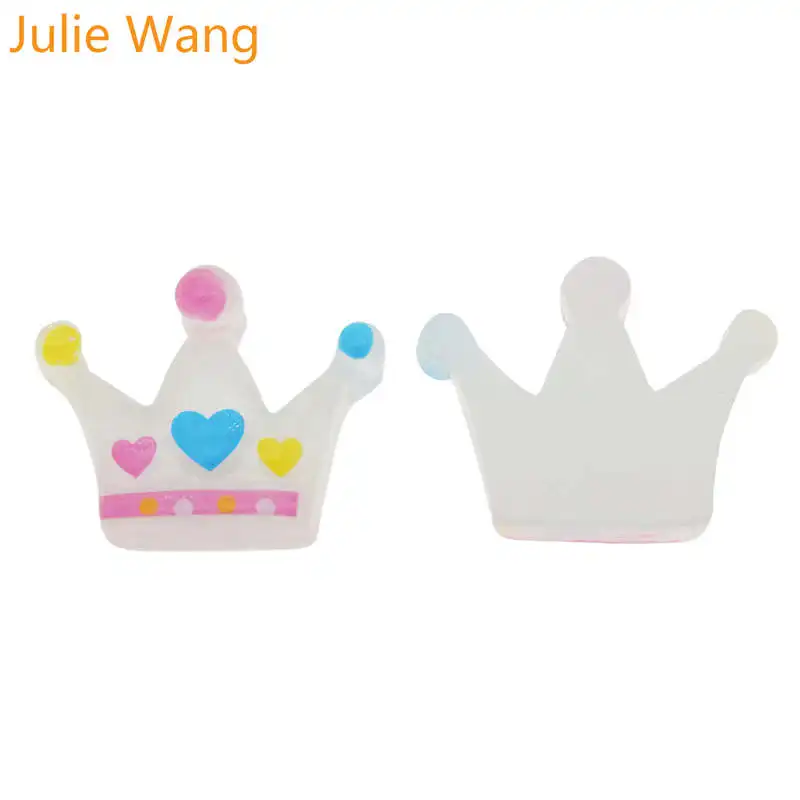 Julie Wang 12 шт. подвески из смолы Королевская Принцесса Корона слайм с плоской