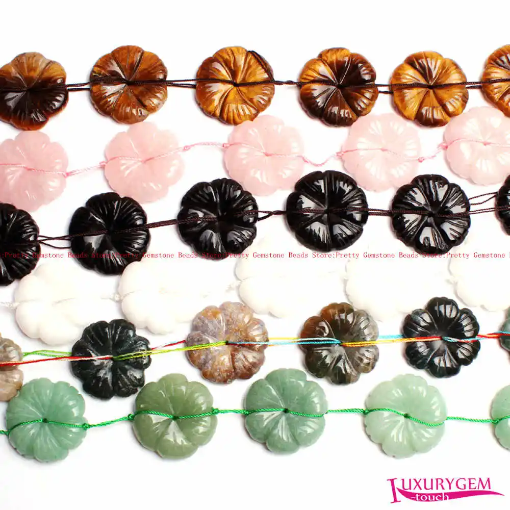 30mm Natural 6 Type Material Flower Shape Loose Beads Strand 10Pcs DIY Jewellery Making wj343