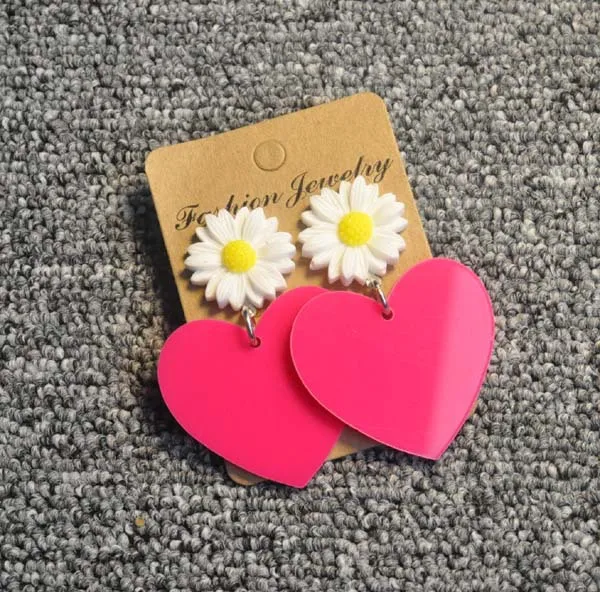 Acrylic boucles d'oreilles ethnique fashion jewelry for cute girl dasiy and heart earrings | Украшения и аксессуары