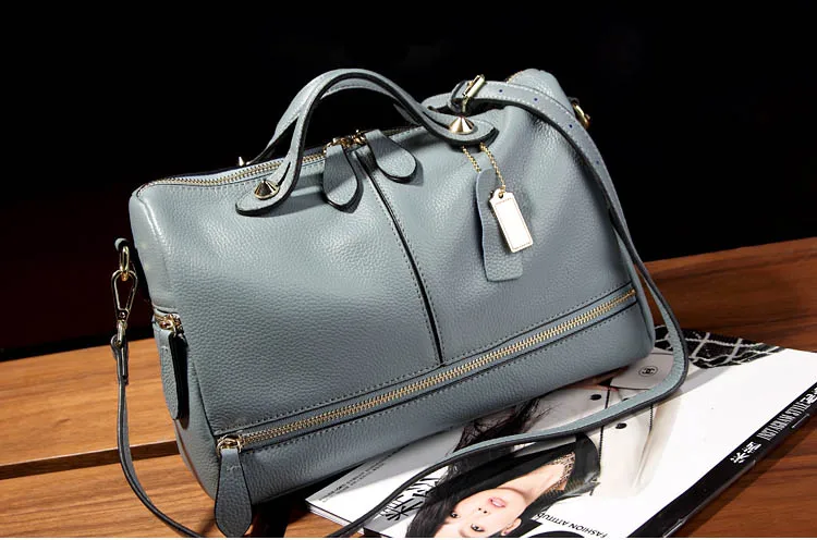 Sky blue Модная однотонная женская сумка на подушку из мягкой кожи Boston, женская сумка с верхней ручкой, сумка через плечо, большая ВМЕСТИТЕЛЬНОСТЬ - Цвет: Sky blue