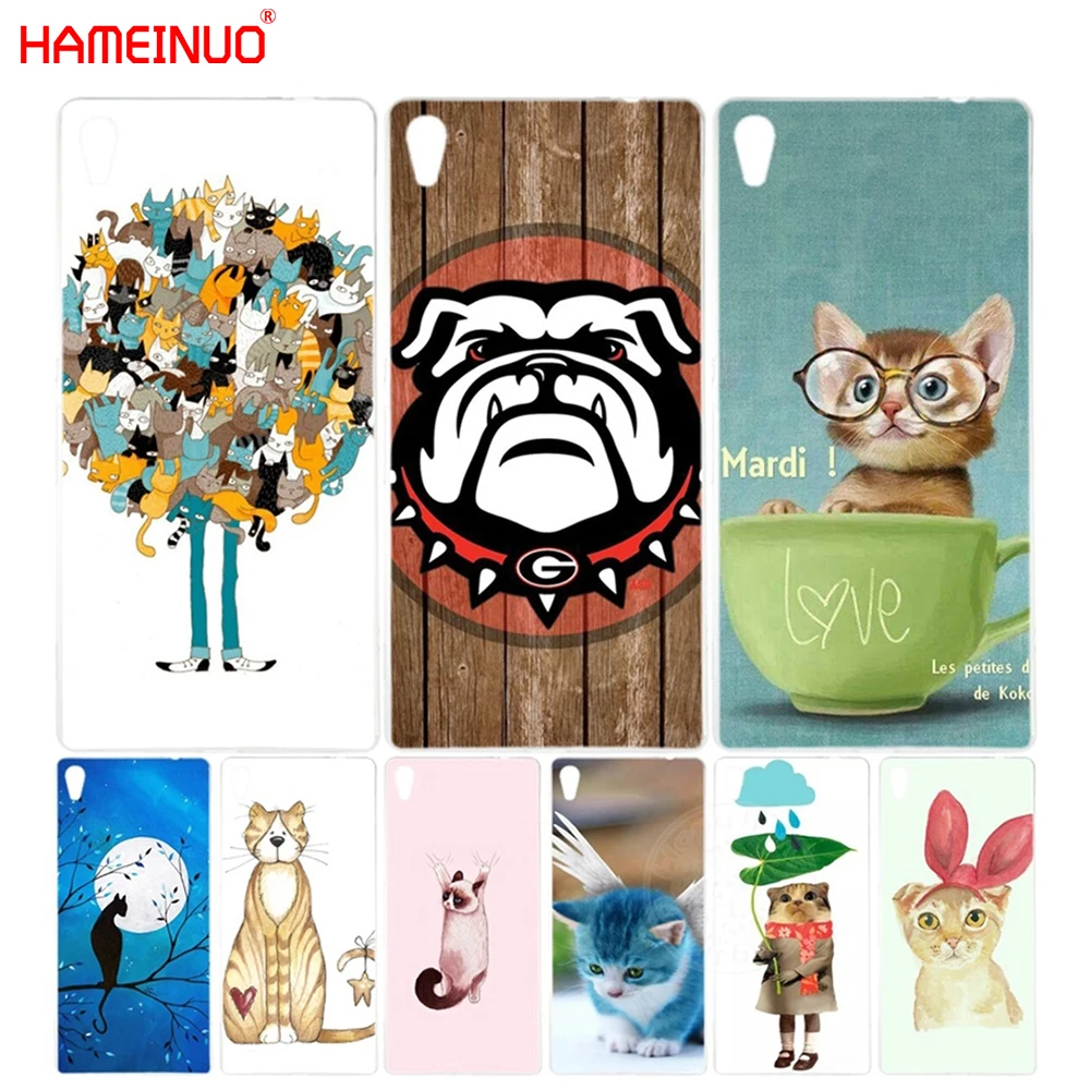 HAMEINUO чехол для телефона с изображением синей Луны милыми котятами sony xperia z2 z3 z4 z5
