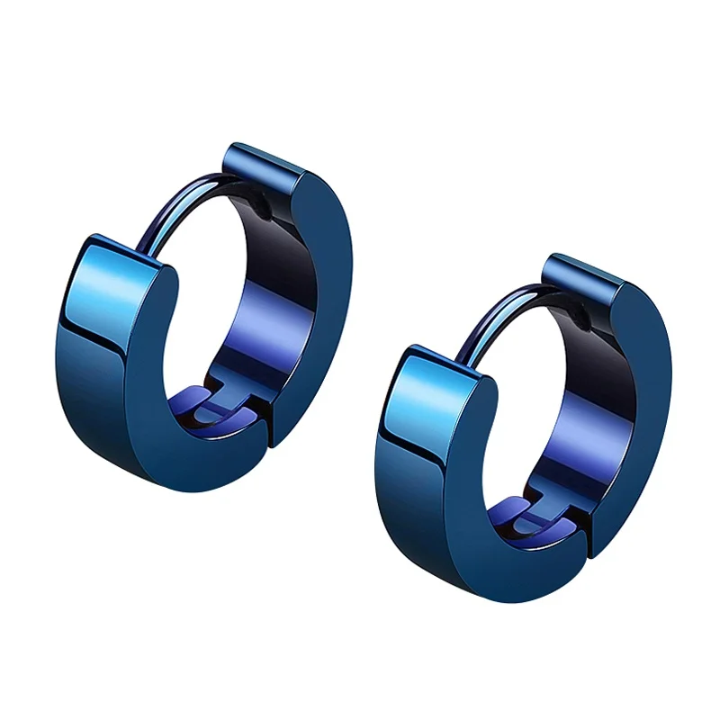 Stainless Steel Stud Earrings For Women Men Minimalist Jewelry Brincos Luxury Jewellery Gold Color Cubic Zirconia Earrings - Окраска металла: Blue Earrings