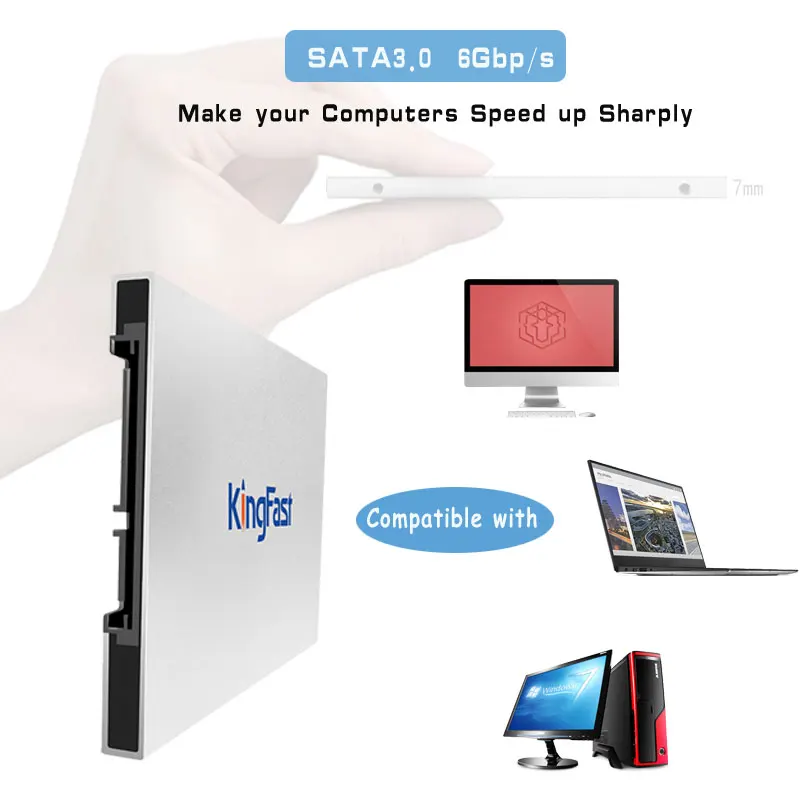 Металлический внутренний SSD F6 Kingfast 7 мм 2 5 дюйма 32 ГБ 60 Гб 128 SATAIII 6 Гбит/с