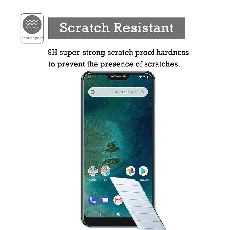 2 шт., закаленное стекло для Xiaomi Mi A2 Lite, защита экрана 9H 2.5D, пленка для телефона, Защитное стекло для Xiaomi Mi A2 Lite