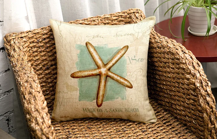 Морской Винтажный чехол цвета морской волны Морская звезда cojines light house throw Наволочка Морская раковина almofadas