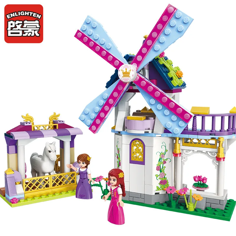 

Enlighten Building Block Girls Princess Leah Rainbow Windmill Square 2 Figures 209pcs Educational Bricks Toy Girl Gi