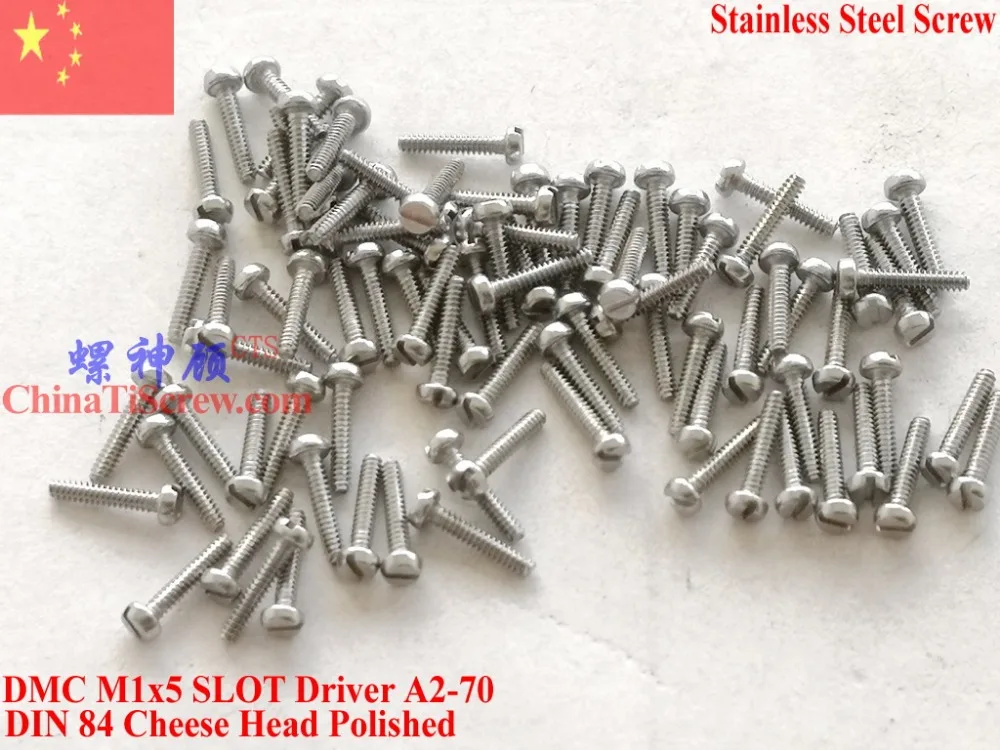 

DIN 84 Stainless Steel Screws M1x5 Cheese Head SLOT A2-70 ROHS 100 pcs Polished