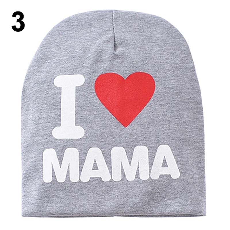 Мягкая теплая вязаная шляпа с принтом I Love Papa Mama хлопковые шапки для мальчиков и