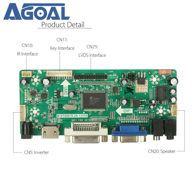 M. NT68676.2A HD Универсальный ЖК-драйвер платы HDMI VGA DVI с аудио