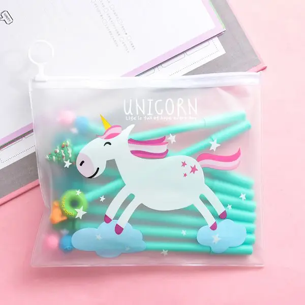 Green unicorn 10 шт. гелевая ручка Caneta Kawaii Uniclorn милые ручки для школы Lapices Tinta Stylo Licorne корейский Boligrafo Unicornio дропшиппинг - Цвет: Green unicorn
