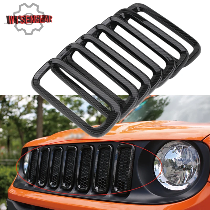 WISENGEAR 7 шт. Передняя решетка Накладка для Jeep Renegade 2015 2016 2017 гоночные вставки