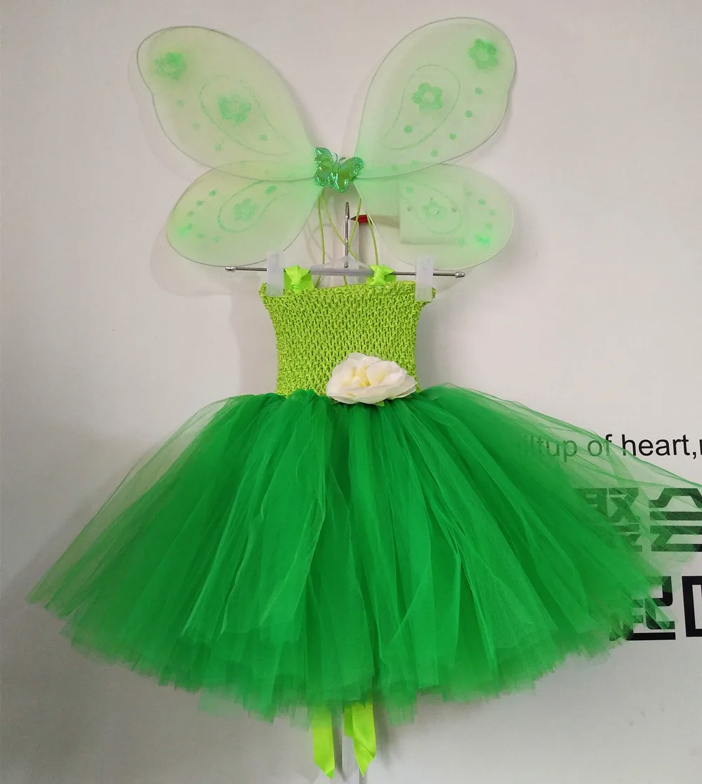1 компл. Косплэй Tinkerbell волшебная фея-пачка Наряжаться принцессы Праздничное платье для девочки платье для дня рождения зеленый Детский костюм для Хеллоуина с крыльями