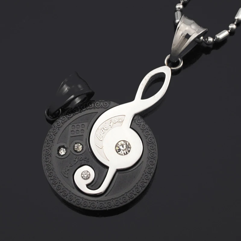 ATGO тройной Кристалл Стразы кулон из нержавеющей стали Примечание хип-хоп цепь