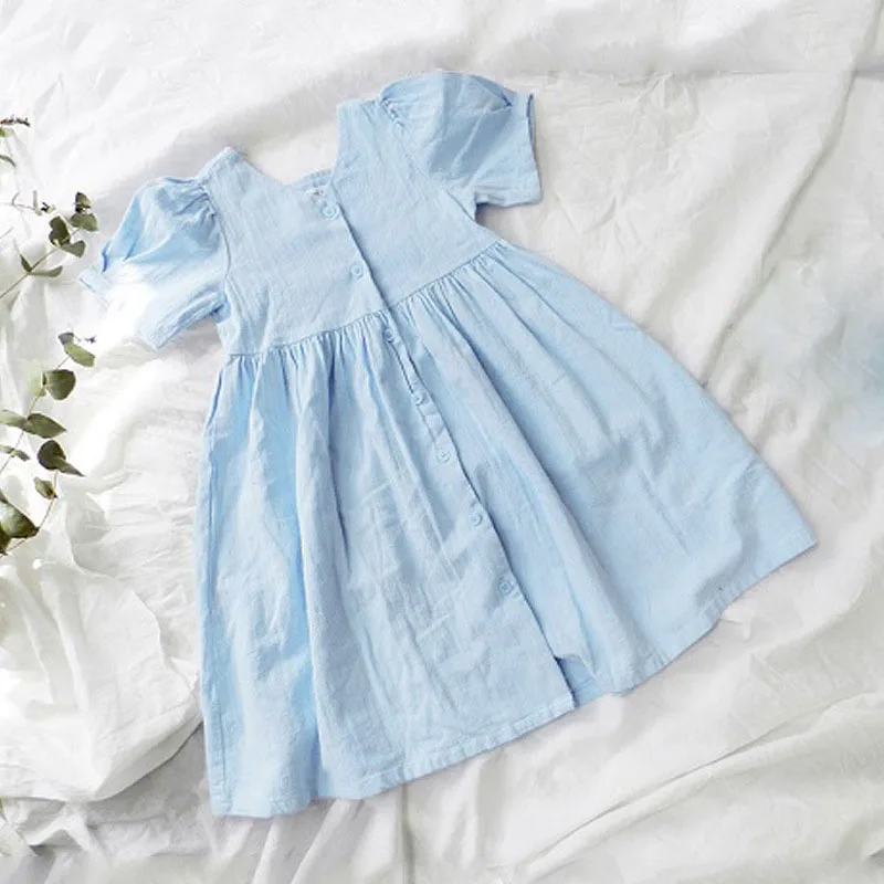 Long Summer Dresses Casual Teenage Girl Clothing Pink Blue Maxi Toddler Girls 2020 Cotton Mother Daughter Clothes | Детская одежда и
