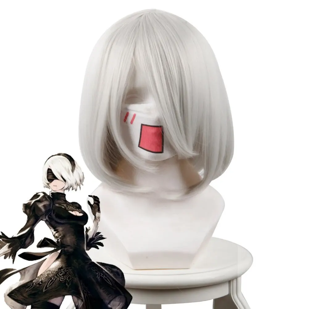 NieR: Automata 2B Headwear Cosplay Silver Hairs 15inch | Тематическая одежда и униформа