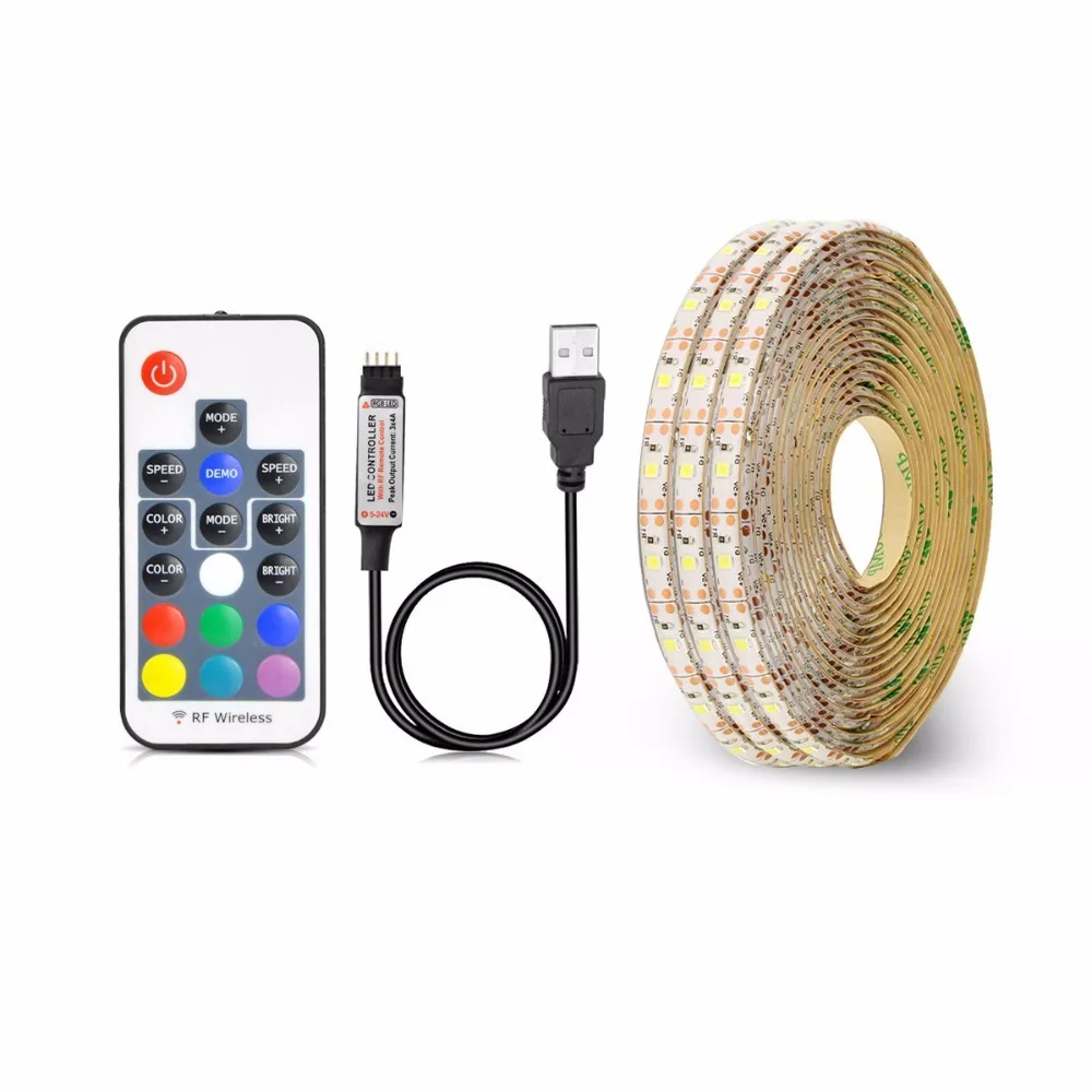 DC 5 В USB светодиодный светильник 2835 SMD RGB кабель лента 1 м 2 3 4 струнный PC tv фоновая