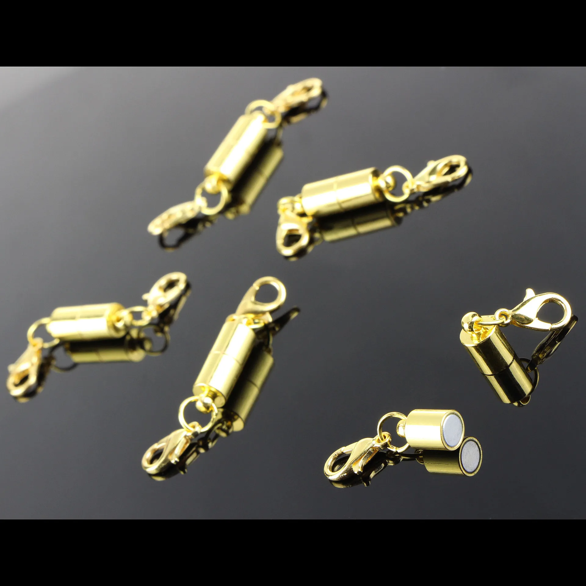 

Rainbery 5pcs/Lot Gold Color Cylindrical Necklace Connector Body Magnet Buckle Jewelry Accessories Wholesale JBC0102