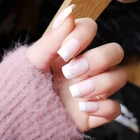 24 шт.компл. длинные белые французские накладные ногти Pink Nep Nagels акриловые классические полностью искусственные ногти для дома и офиса