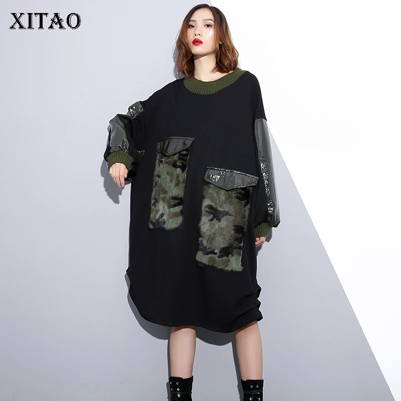 XITAO Женская толстовка с леопардовым принтом уличная одежда круглым вырезом