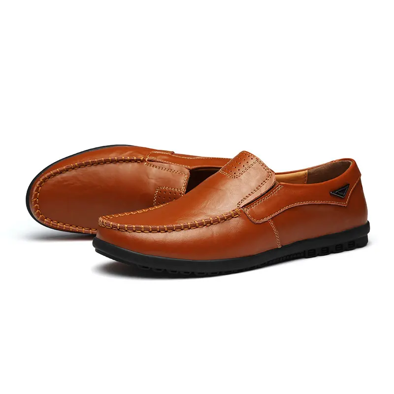 Men's Loafers Leather Moccasins Breathable Summer hot sale 2019 handmade dress shoes Slip on flats comfortable drive | Обувь
