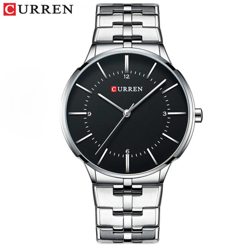 silver black CURREN Relogio мужские часы модные синие мужские часы Роскошные брендовые водонепроницаемые кварцевые аналоговые наручные часы мужские - Цвет: silver black
