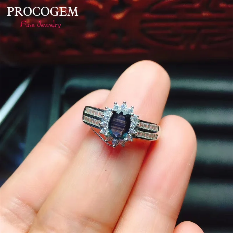 Женские кольца с натуральным сапфиром PROCOGEM Подарок на годовщину 5x7 мм 1.0Ct