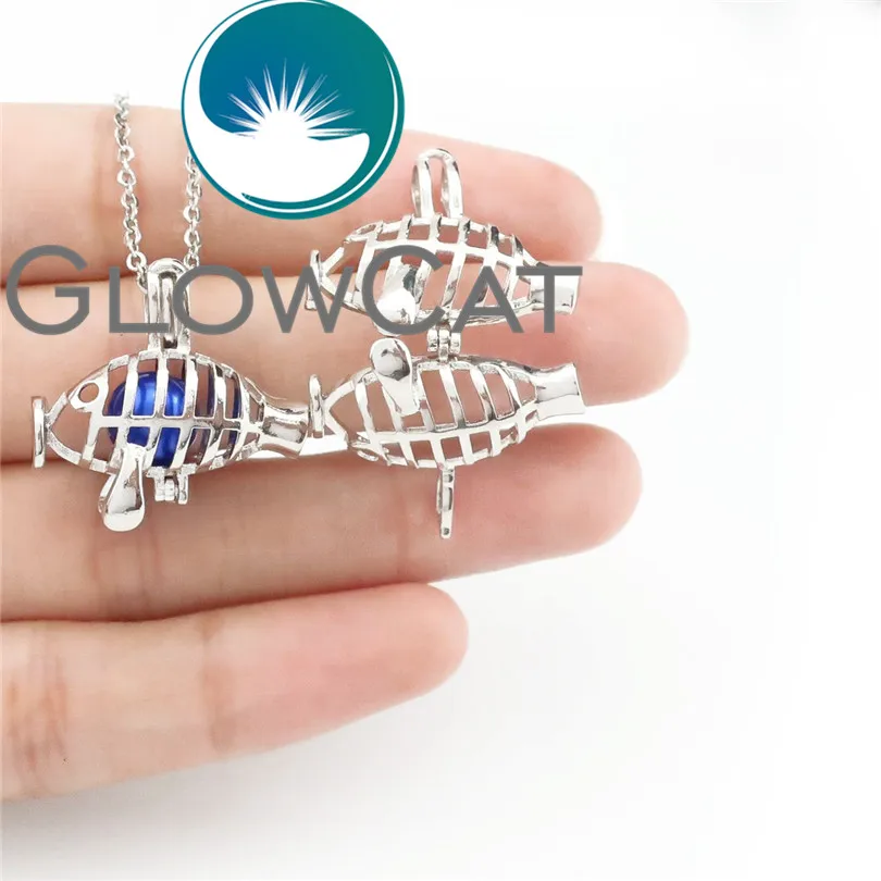 GLOWCAT KK688 серебро косичка рыбы бусины клетка медальон кулон Духи диффузор для