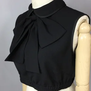 Белая женская блузка со съемным воротником lotus, шифоновая рубашка с фальшивым воротником и бантом