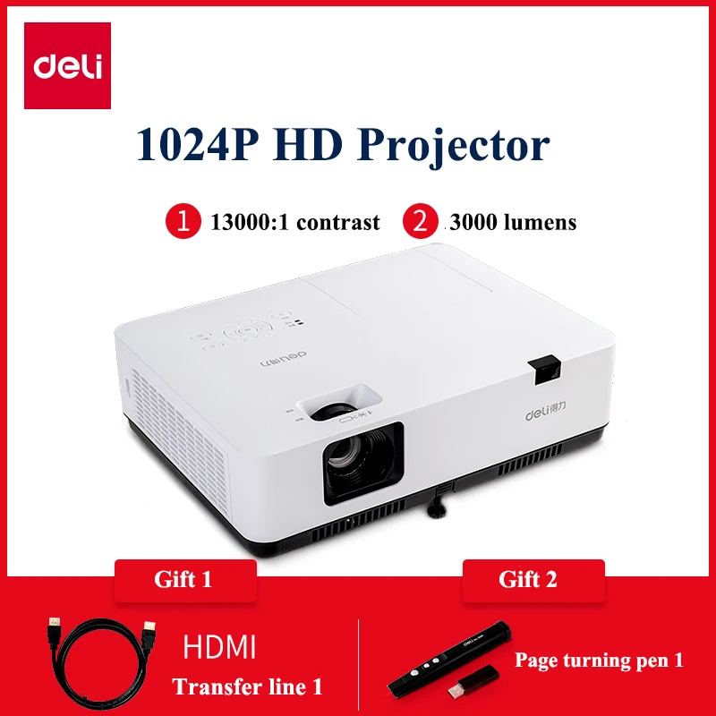 DELI DPS X130 профессиональный проектор высокой четкости 1024P обучающий прибор для