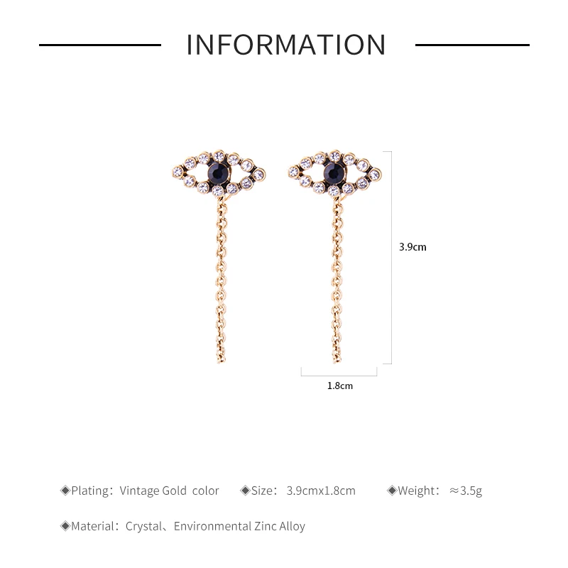 Женские серьги с подвеской в виде глаза длинные кристаллами 2019|Серьги-подвески| |