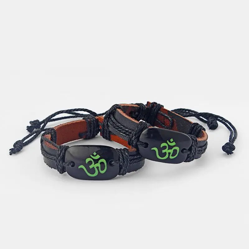 Регулируемый черный кожаный браслет 1 шт.|charm bracelets bangles|charm braceletleather wristband |