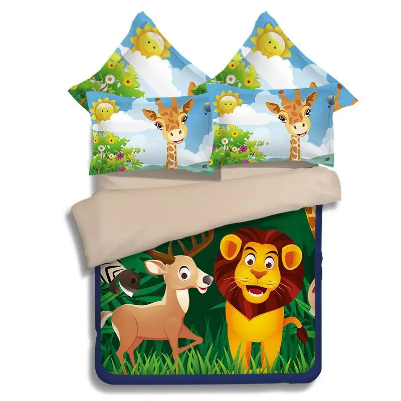 Free shipping 3/4pcs 3d animal zoo rabbit gorilla giraffe bedding set twin full queen size duvet cover bed linen pillow case | Дом и сад