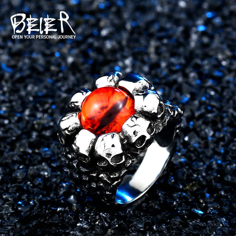 BEIER 316L винтажные мужские кольца из нержавеющей стали оранжевого/желтого цвета модные ювелирные изделия подарок Прямая поставка LLBR8-608R