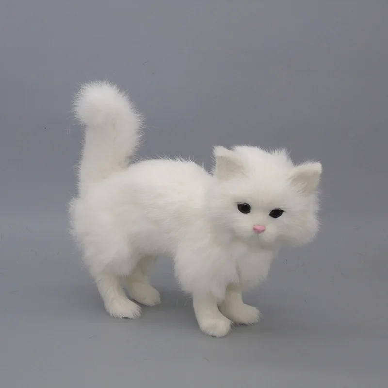 

simulation cat hard model polyethylene&furs cute white standing cat home decoration gift about 23*9*20CM b0320