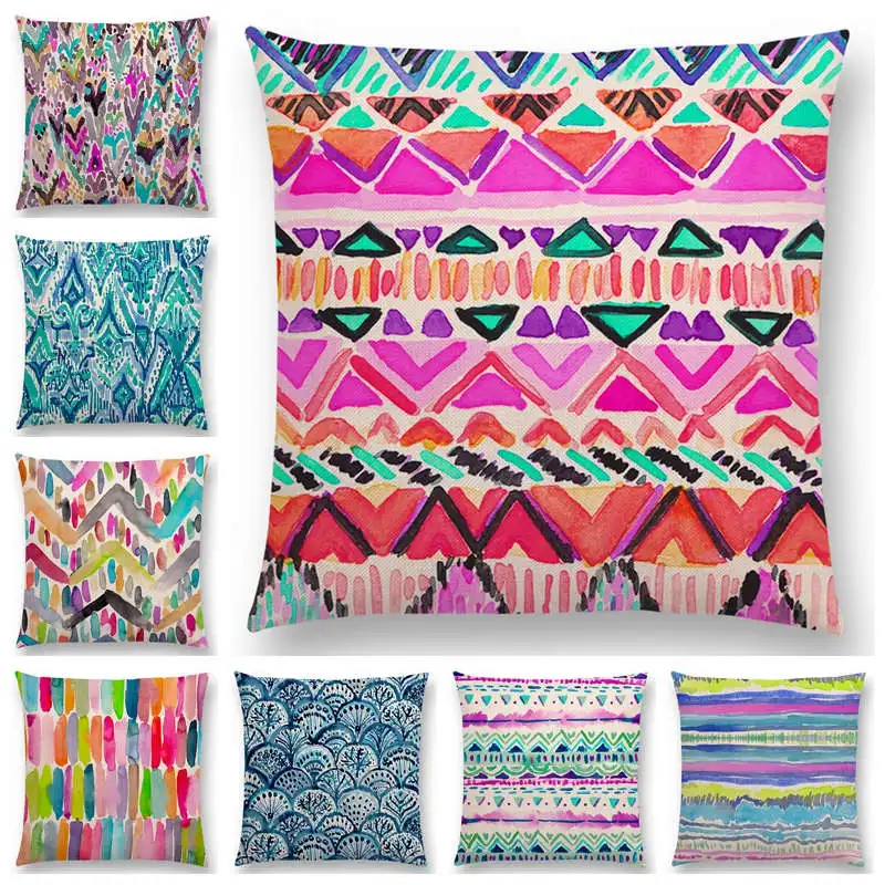 Новый дизайн акварельные конфеты шеврон волны наволочка для подушки коралловый