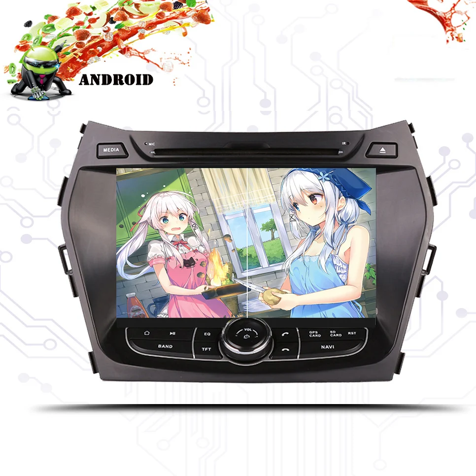 1024*600 Восьмиядерный Android 9,0 автомобильный DVD gps плеер для HYUNDAI IX45 2013- SANTA FE Santafe навигация Радио магнитофон