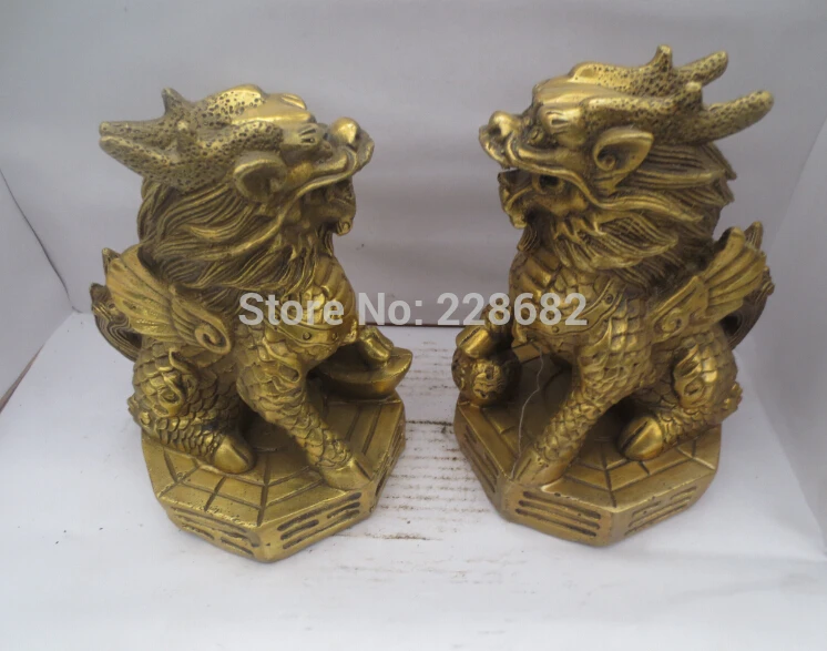 Металлические ремесла украшения дома Пара китайской резной Кирин скульптура/Фен