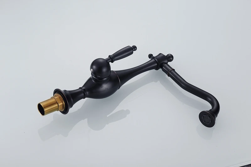Kitchen Faucet Euro Retro Oil Rubbed Black Bronze Swivel Singe Handle Bathroom Basin Kitchen Deck Mounted Sink Mixer Tap