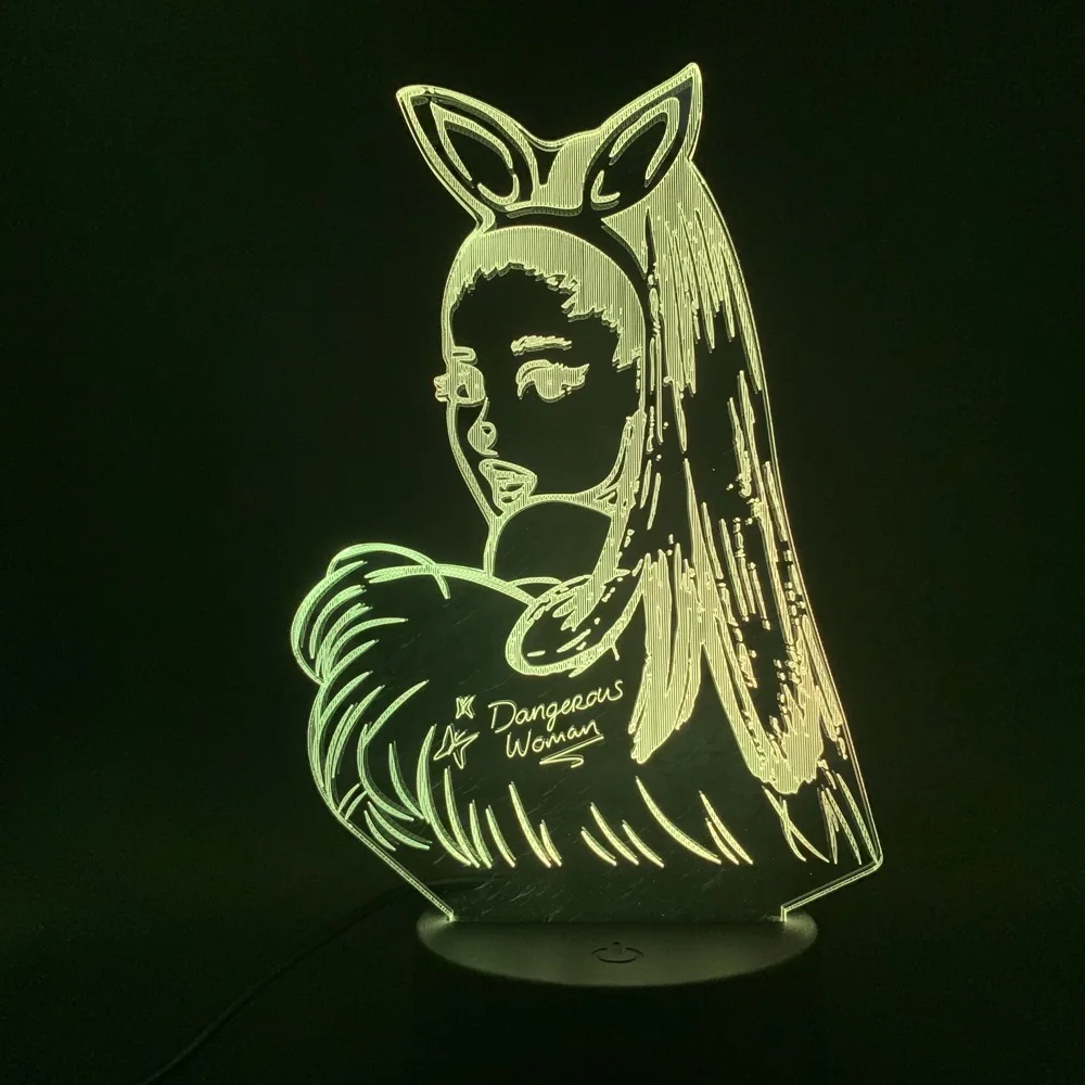 3d лампа Настольный ночной Светильник певица Ариана Гранде плакат кошка девушка Поклонники подарок для спальни Декоративный 3d светодиодный ночной Светильник