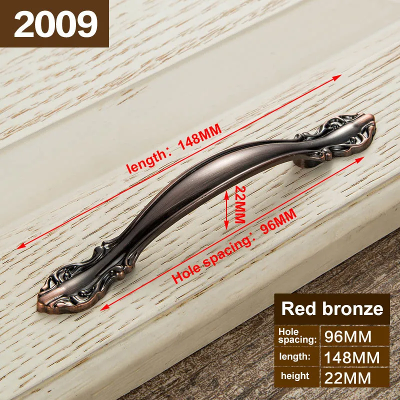 2009-96mm Feng Ye красная бронзовая ручка для кухонной двери Шкаф Ящики сервант античный потертый шик ручки комод ручки мебельные ручки - Цвет: 2009-96mm