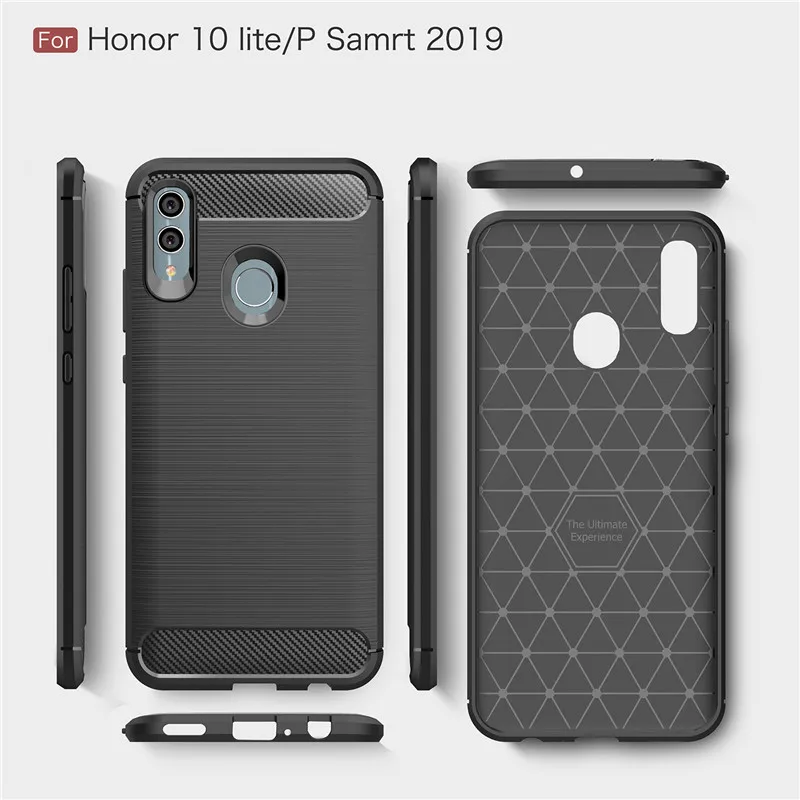 Чехол для телефона из углеродного волокна Huawei P Smart 2019 чехол мягкого ТПУ задняя