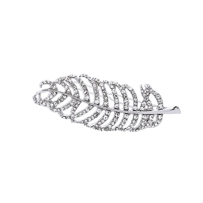 silver color Роскошная заколка для волос с кристаллами в виде листьев, свадебные аксессуары для волос невесты, модные заколки для волос, ювелирные изделия, опт, на заказ - Окраска металла: silver color
