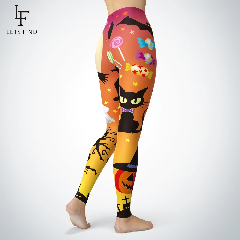 2019 новый дизайн леггинсы в стиле Хэллоуин для женщин модные с принтом ведьмы