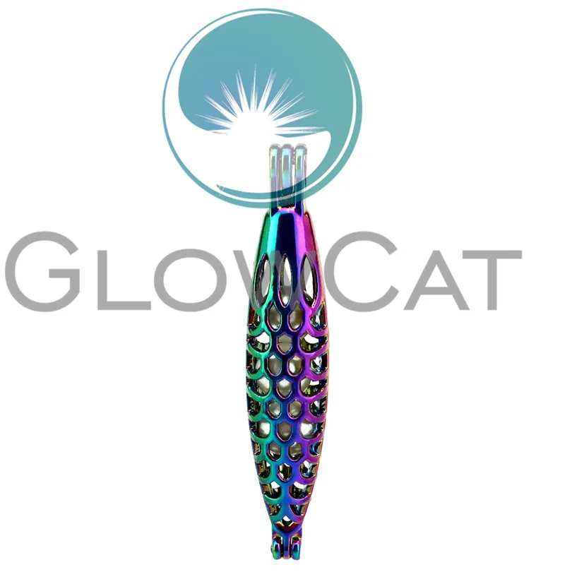 10X C258 Rainbow Long Shuttle Beads Cage Jewelry Making Perfume Essential Oil Diffuser Pearl Locket Pendant | Украшения и