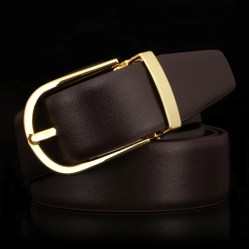 Golden style2 coffee Известный бренд мужской ремень хорошего качества из натуральной коровьей кожи роскошные кожаные мужские ремни для мужчин ремень Мужской металлической пряжкой - Цвет: Golden style2 coffee