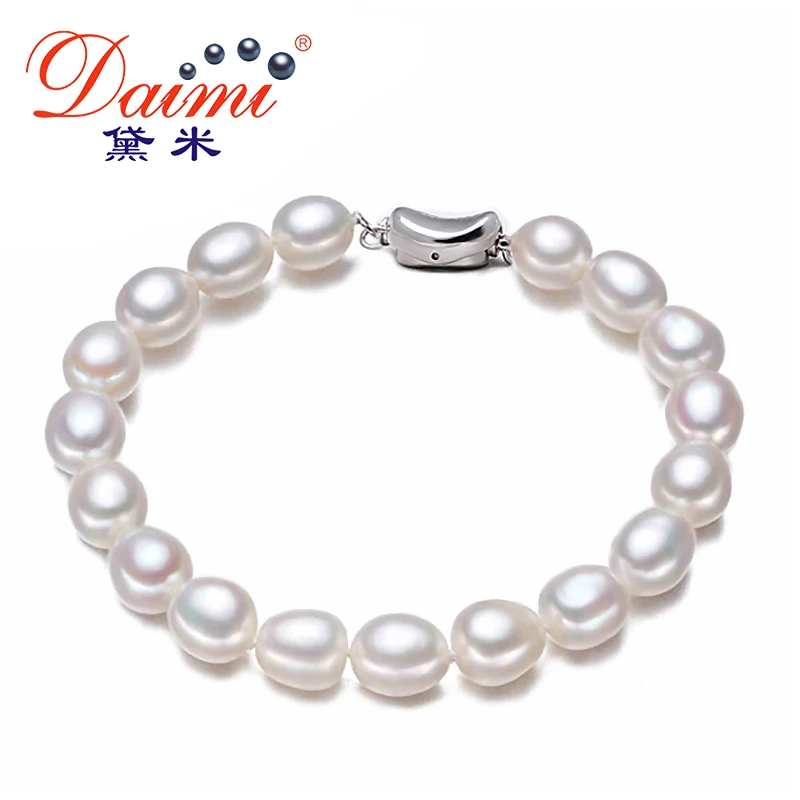 Даими свободного покроя браслет пресной воды жемчуг 7 8 мм натуральный белый