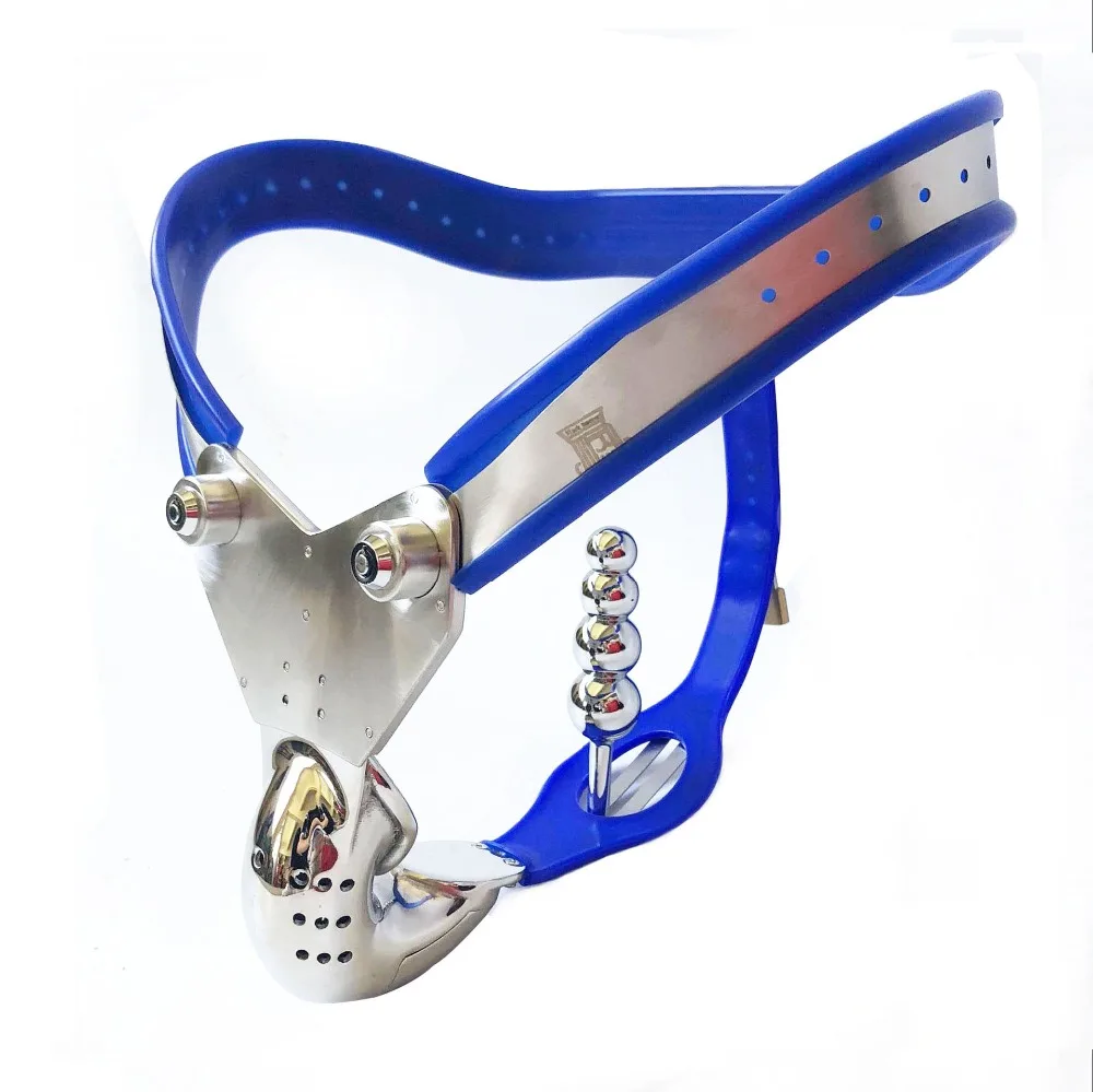 Пояс верности Мужской синий клетка для пениса Cbt секс-игрушки мужчин стальная